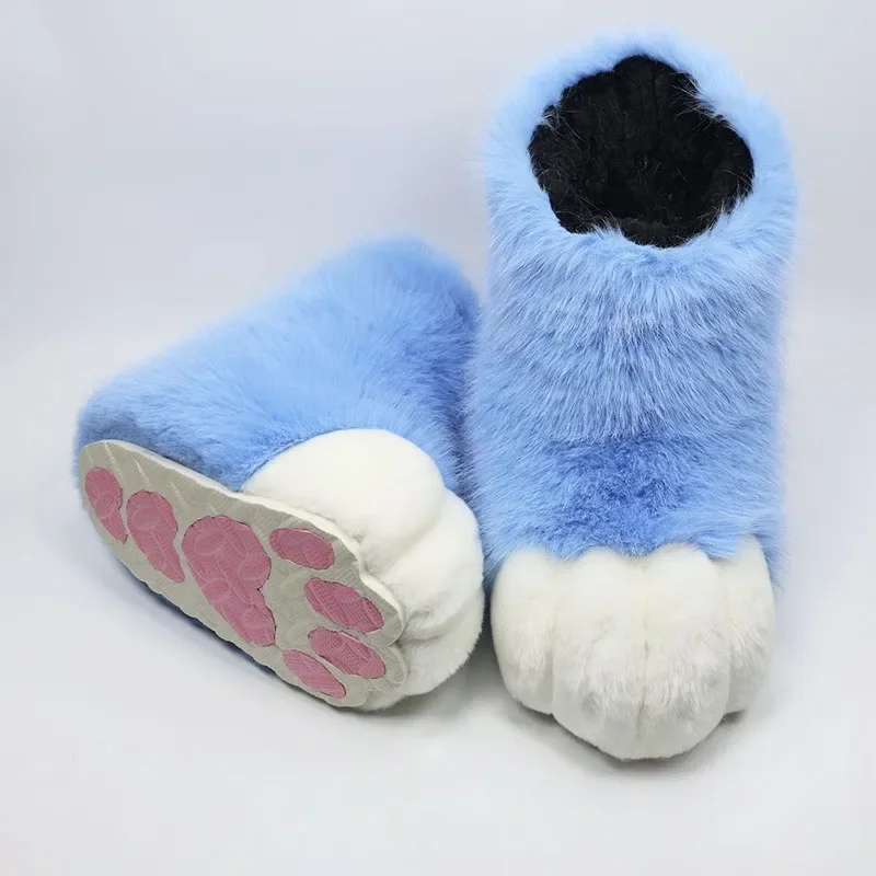 1Pair Fursuit Feet Paw Shoes Kit Plush Furry Boots Fursuit Halloween Costume Cosplay Shoes Carnival Party Men Women view 5