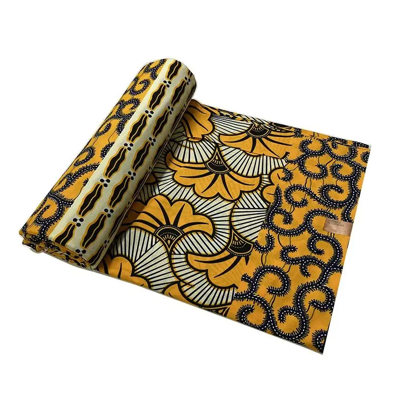 Telas de cera holandesa de 6 yardas, tela de cera auténtica africana, material de costura de algodón auténtico para vestido, cera Ankara de alta