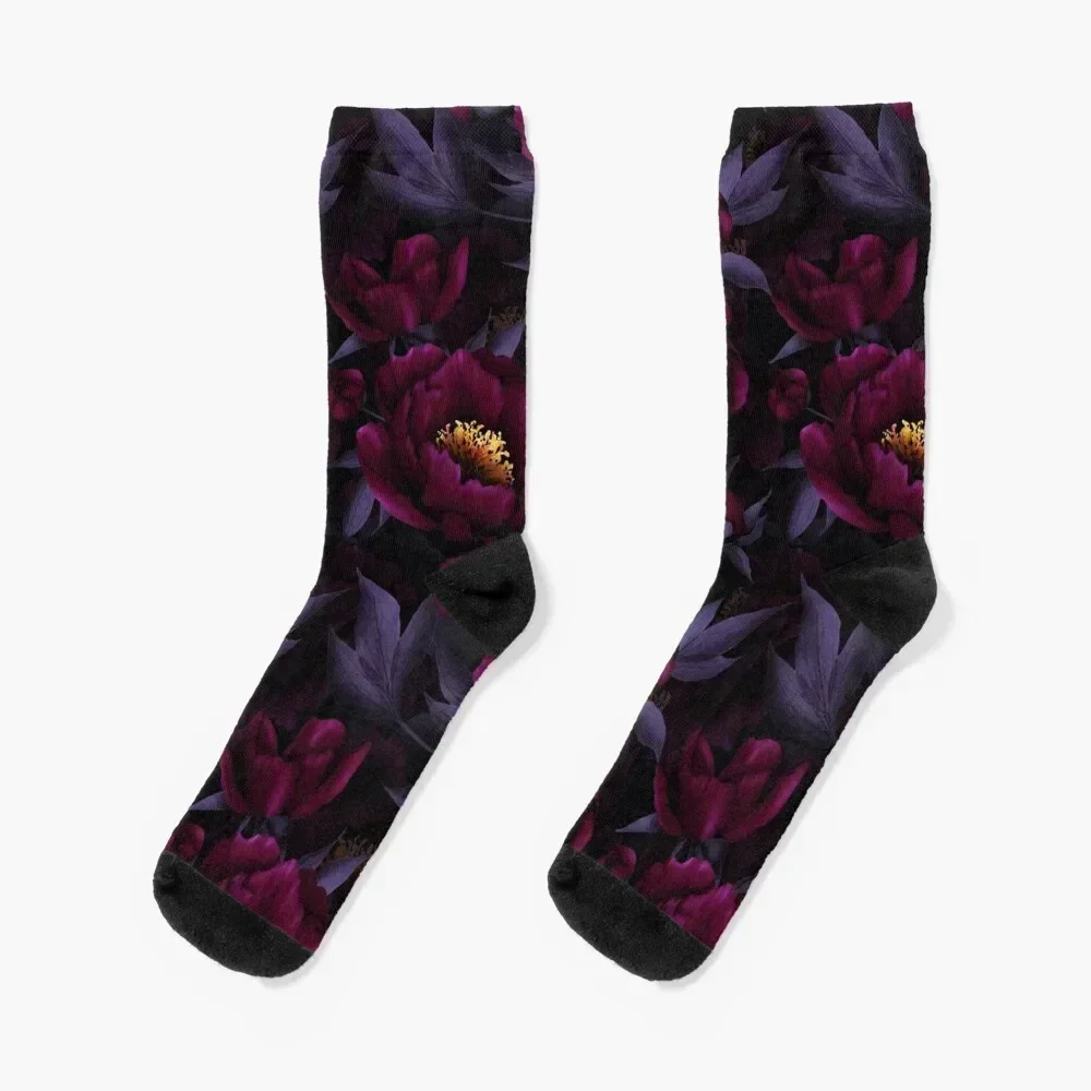 

Purple Hand Drawn Watercolor Peonies Pattern Socks valentine gift ideas kids loose retro Socks For Man Women's