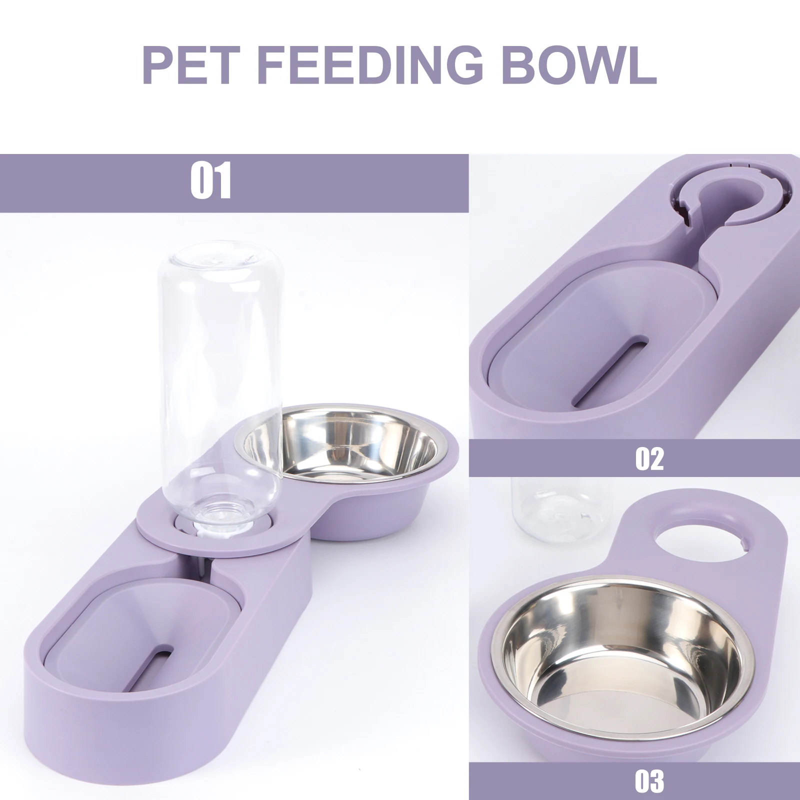 

1Pcs Automatic Pet Feeding Bowl Dual-Use Cat Dog Eating Bowl Rotatable Feeder Water Drinking Container Transparent Design