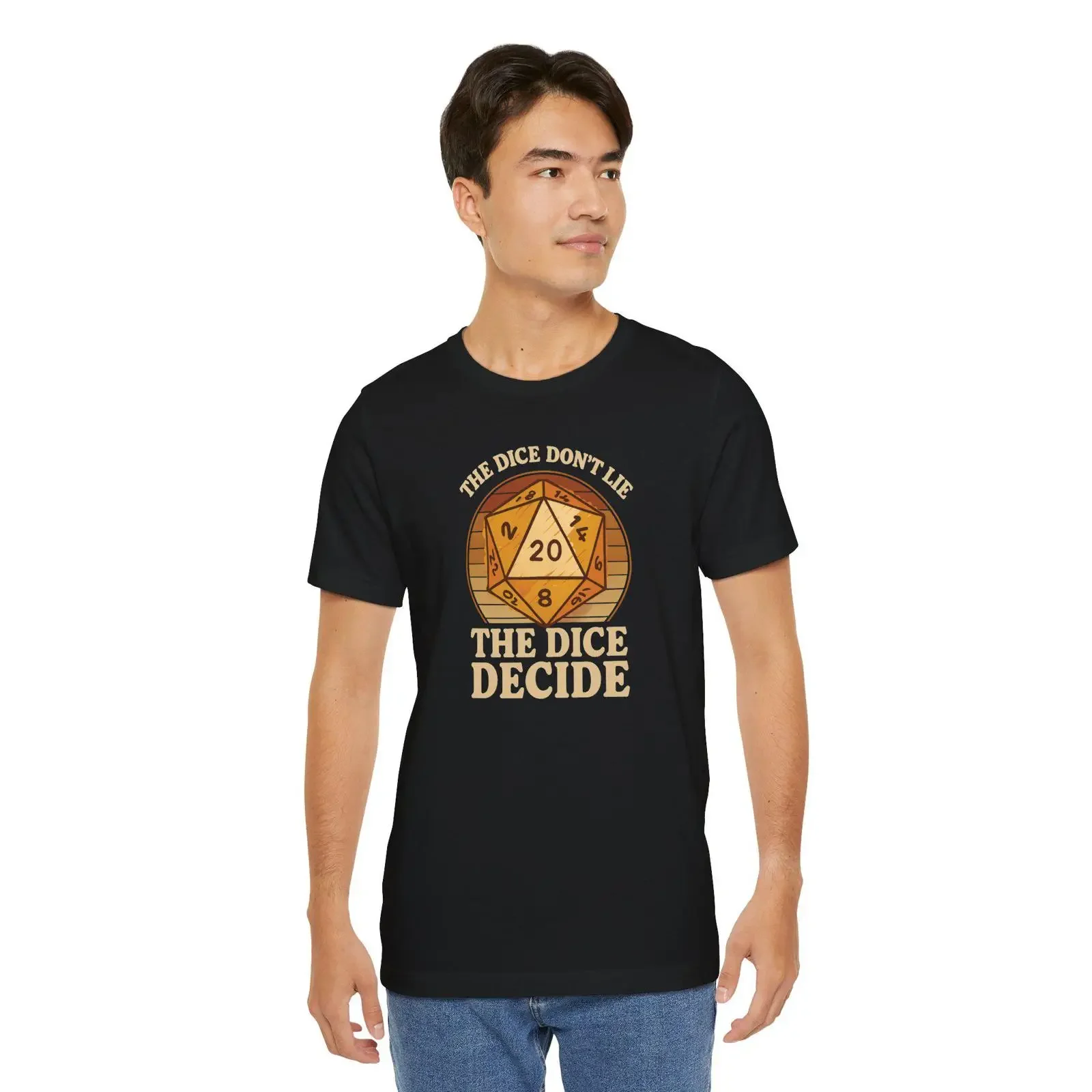 D20 Dice T Shirt The Decide Retro RPG 70s Gaming Apparel DnD Tabletop Gamer  vintage Washed Stylish homme Stretched Unisex