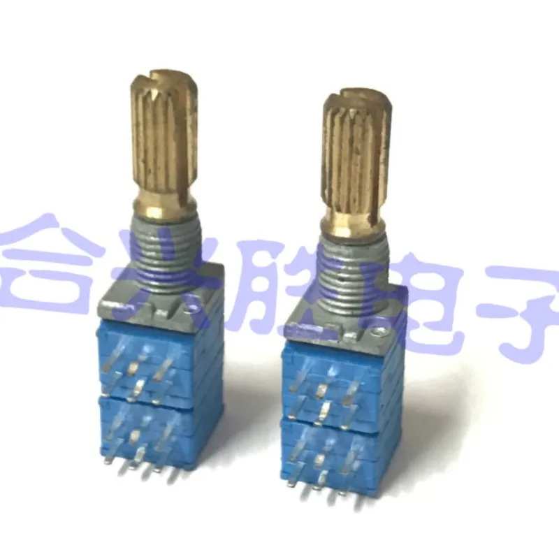 1PCS RK097 Precision Potentiometer 4 Link A20K Audio Power Amplifier Volume Potentiometer 12Pin Shaft Length 20MM