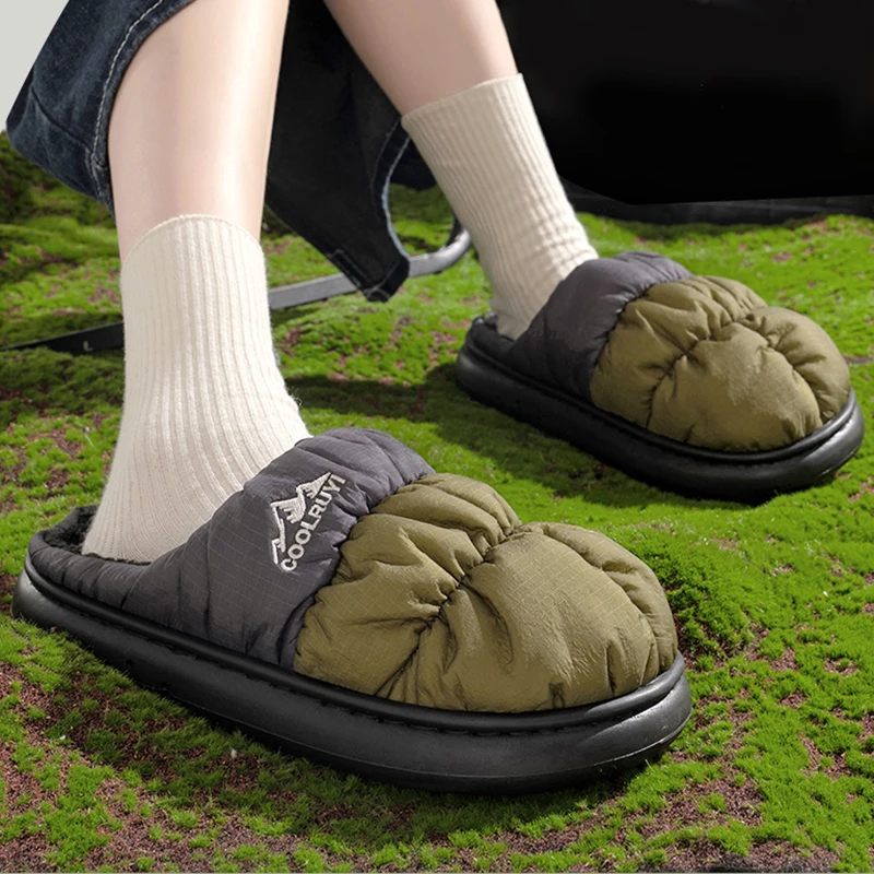 Thick Bottom Waterproof Women's Slippers Non Slip Soft Soles Cotton Slippers Indoor Women Mix Color Short Plush Warm Shoes Mujer