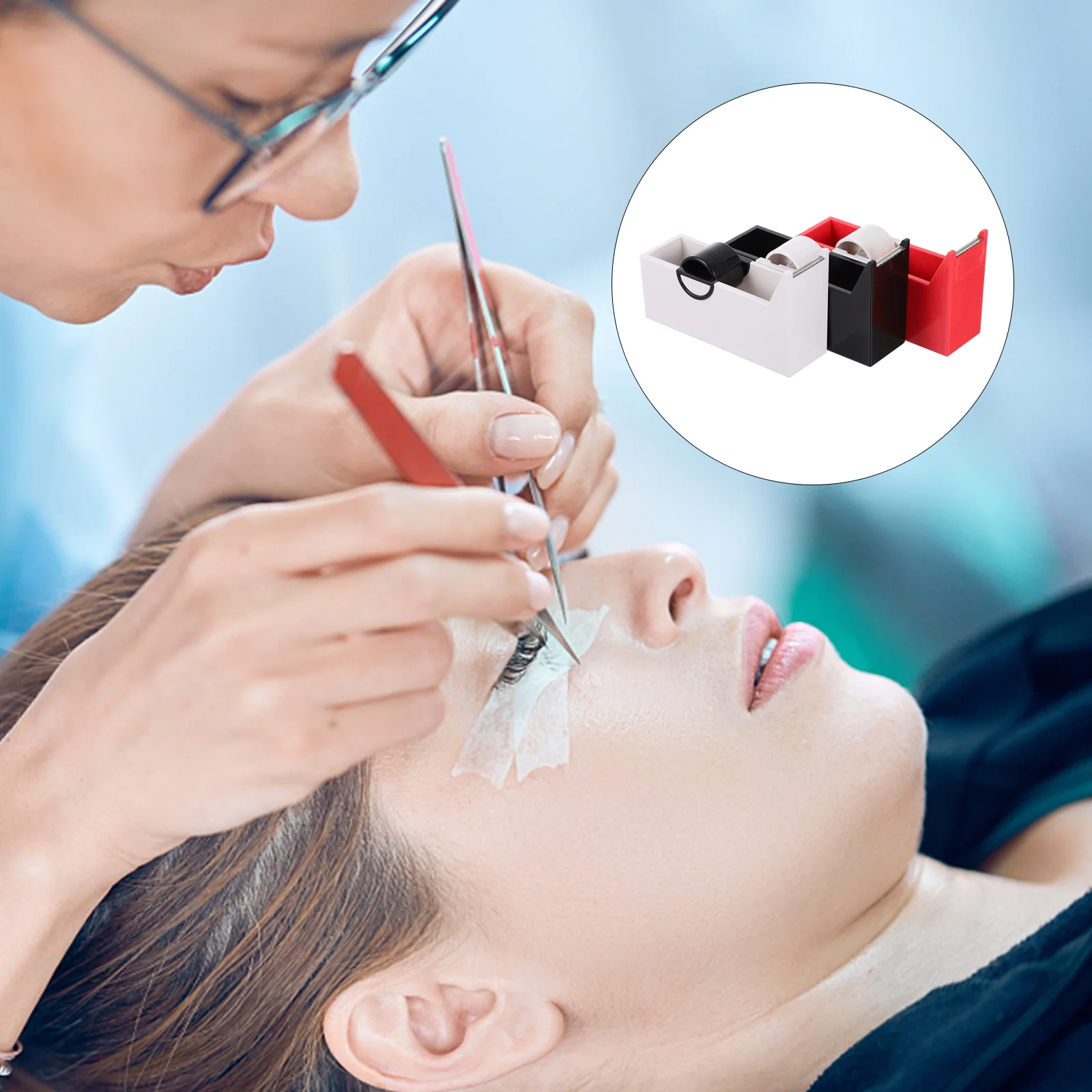 

3pcs Eyelash Tape Cutter Plastic Dispenser Holder Safe Hygienic Tear Masking Tool Salon Cosmetics Studio Use Length