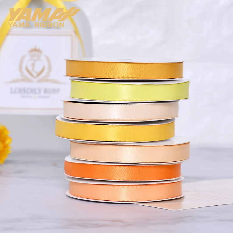 YAMA-Double Face Satin Ribbon, Satin Lint, Yellow, Party, Wedding Decoration, Handmade Rose Flowers, 5mm, 300Yards/Lot