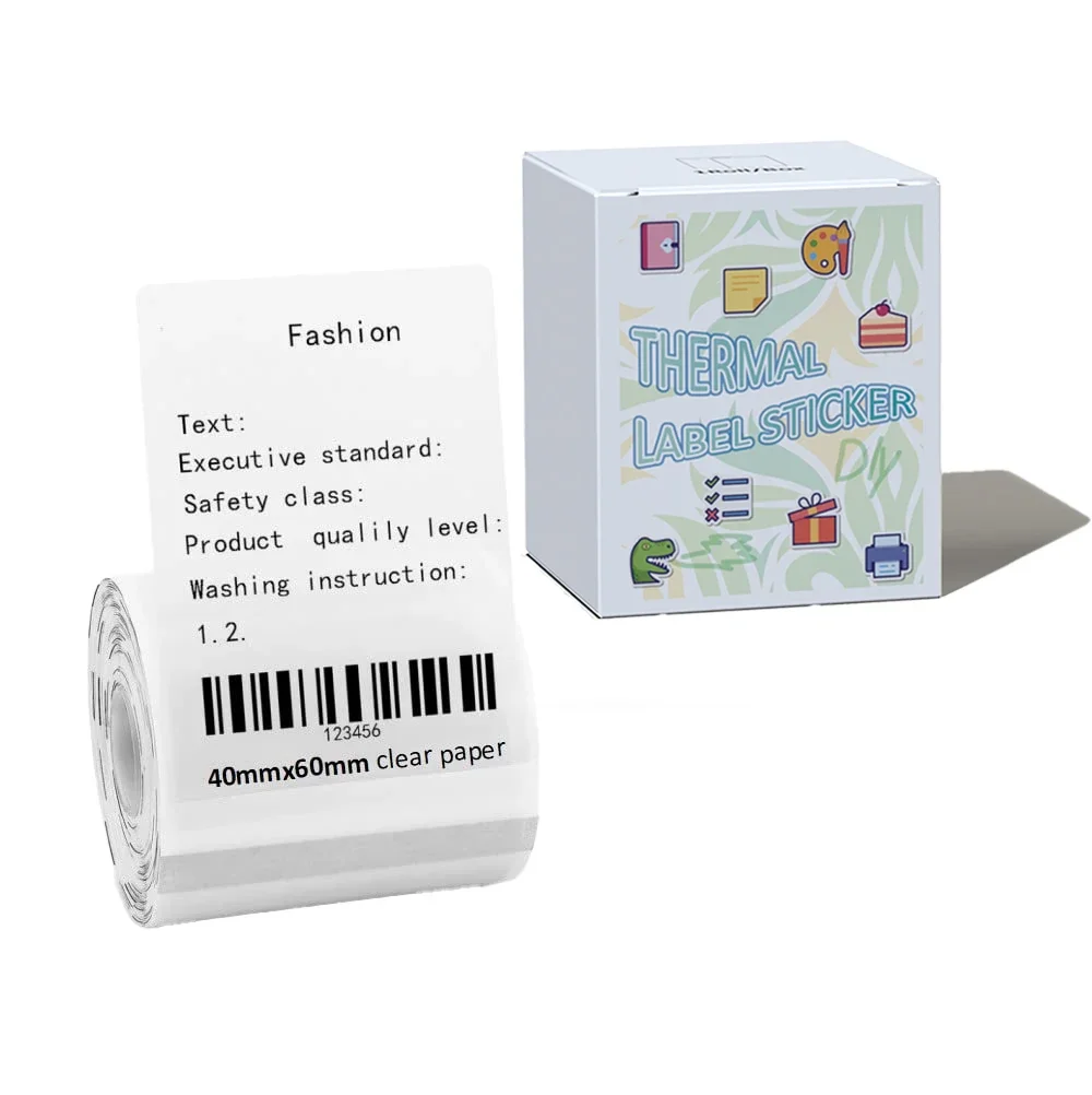 M110 Label Printer Paper  White Transparent Color Self-Adhesive Thermal Paper Thermal Labels For with M120 M200 Label Printer