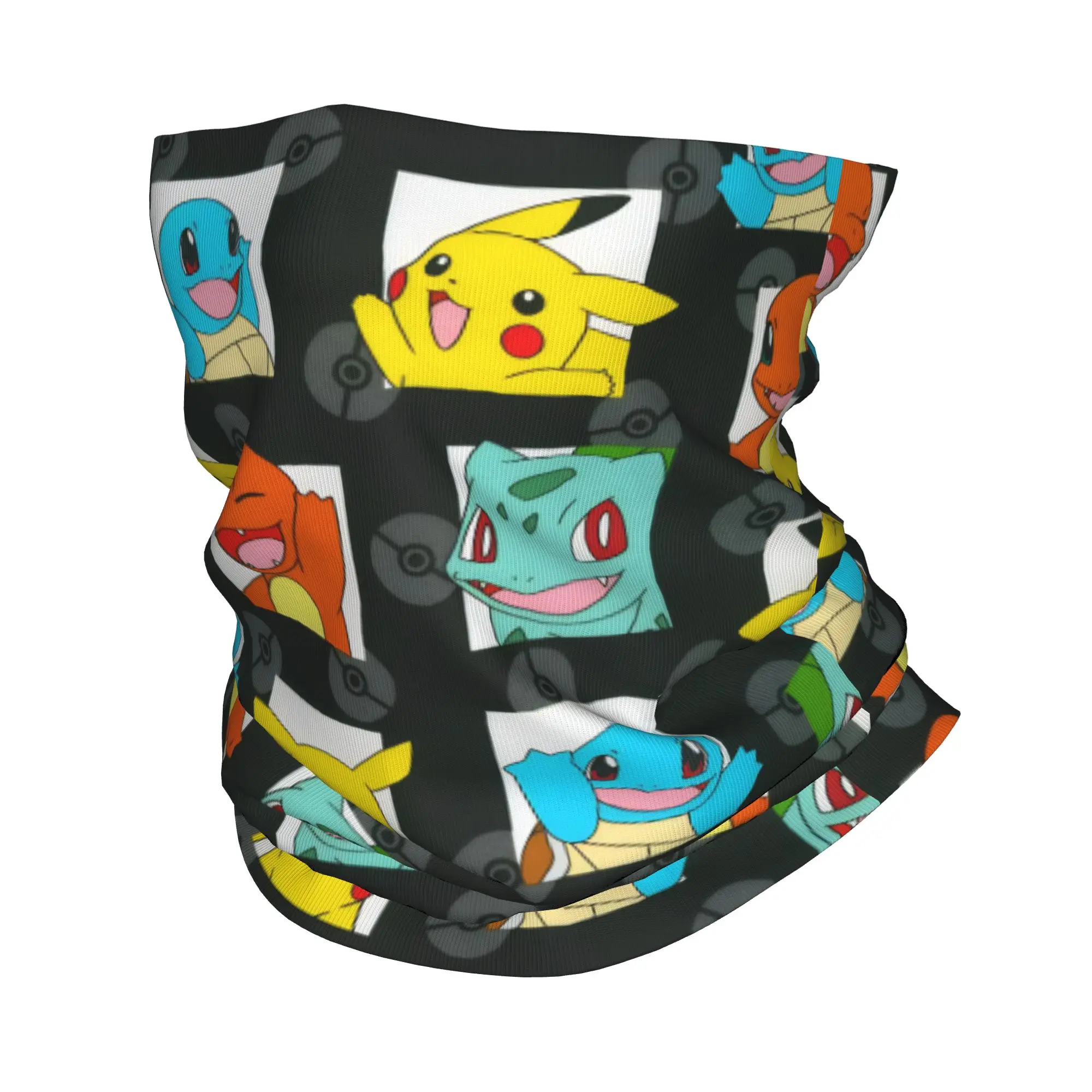 Cartoon Monsters Bandana Neck Gaiter Pokemoned Mask Scarf Multifunctional Headwear Outdoor Sports Unisex Adult Breathable