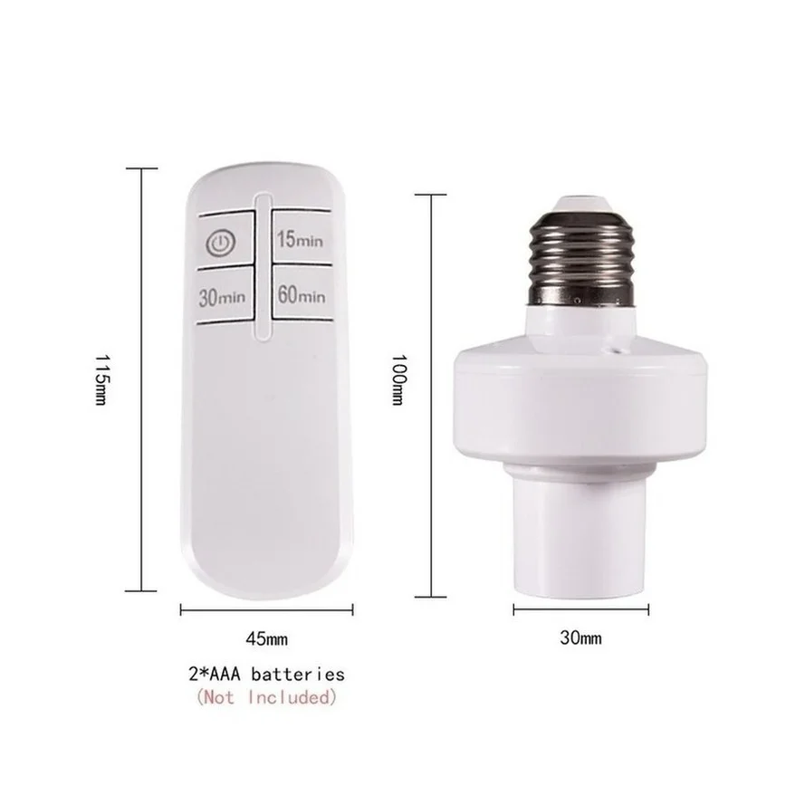 RnnTuu E27 Lamp Bases Wireless Remote Control lamp Holder With Remote Timer Switch Socket 220V/110V Smart Device For LED Bulb