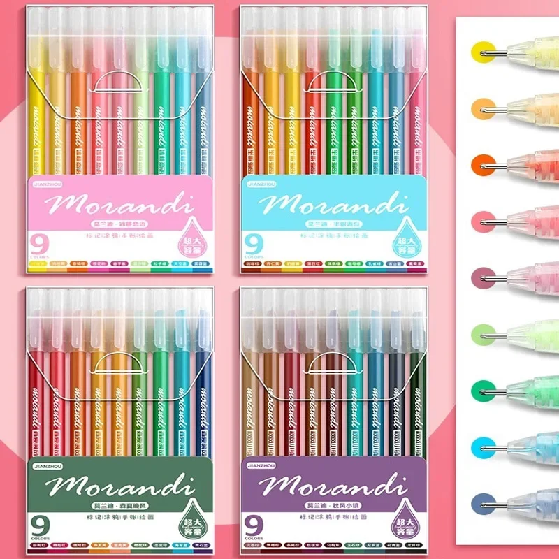 36/9 PCS/Set Morandi Gel Pens Scratch Book Diary Color Gel Pen Set Painting Kawaii Pens Office School Supplies Korean Stationery