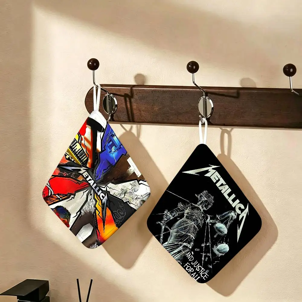 Heavy Metal Band Metallica Polyester Cotton Hand Wiping Towel with Hanging Loop, Lightweight for Home and Commercial Use