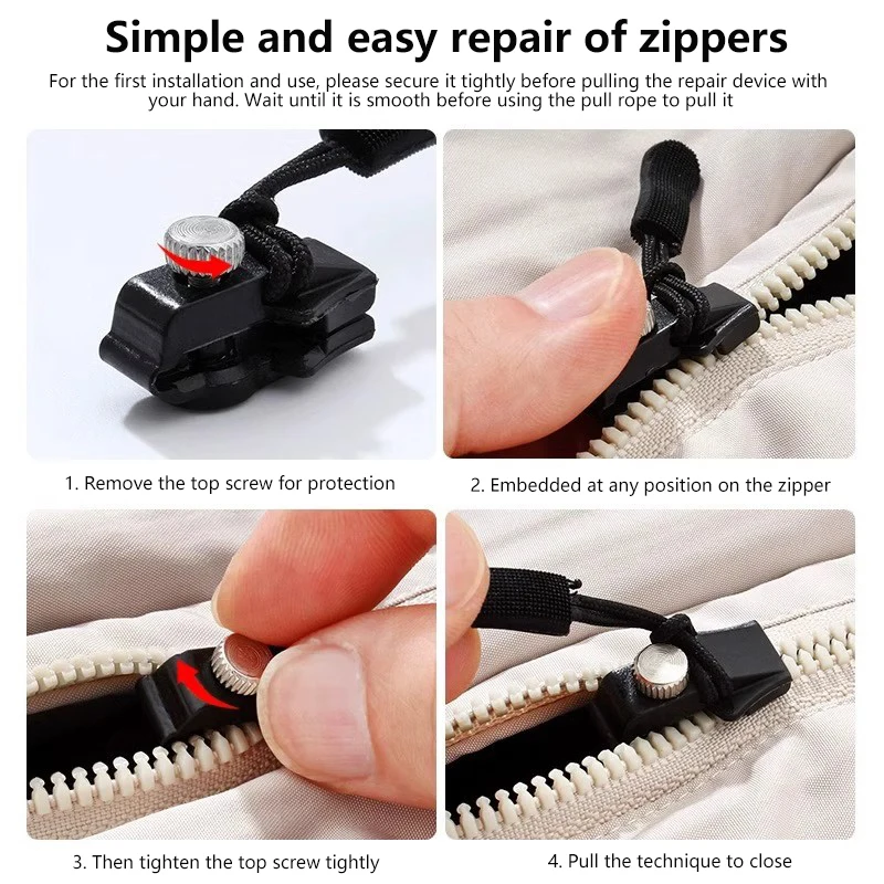 10/15Pcs Zipper Repair Kit Universal Instant Zipper Repair Replacement Fix Zipper Sliding Teeth Zipper Head For 3 Different Size