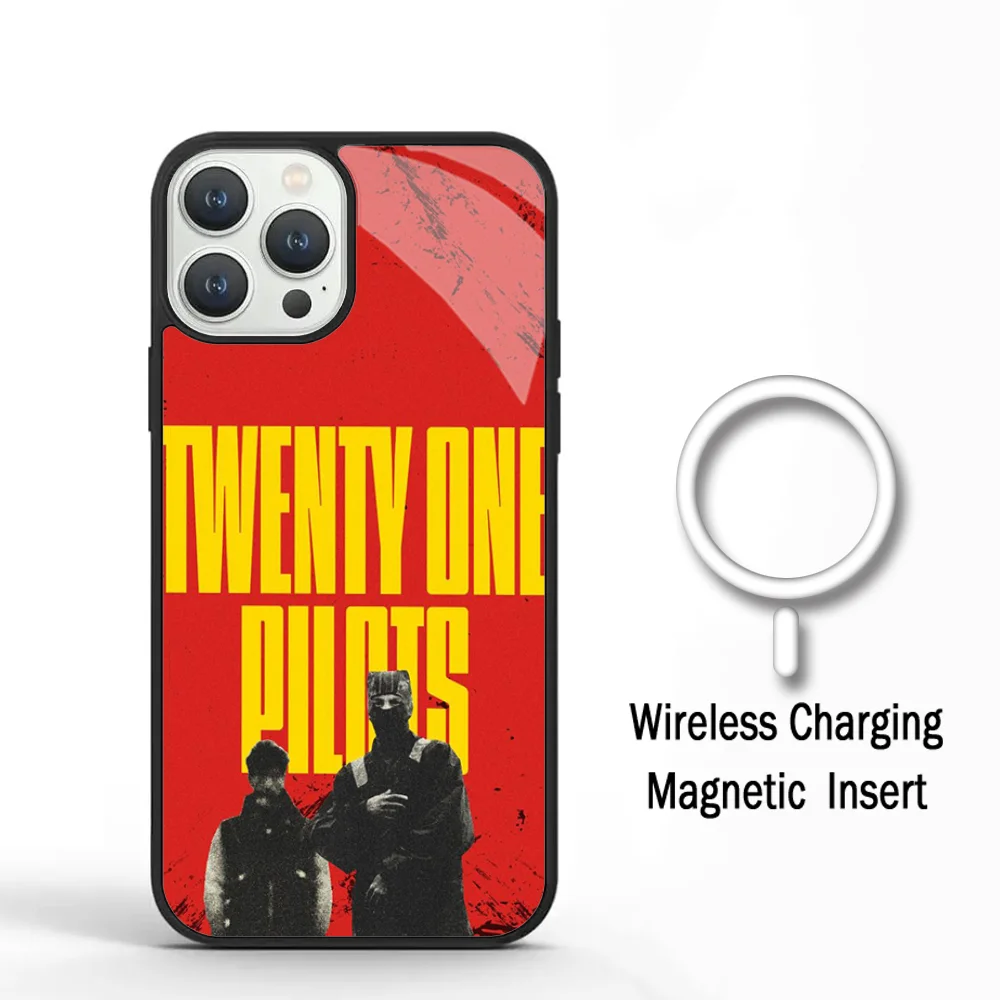 T-Twenty One Pilots Phone Case For IPhone 11 12 13 14 15 Plus Pro Max Mirror Acrylic Cover For Magsafe Wireless Charging