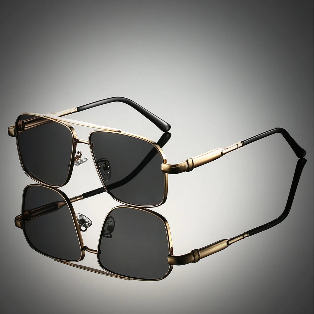 

Square Metal Double Beam Men's Sunglasses Fashionable Light Luxury Casual Driving Sunglasses Personalized Colorful Sunglasses