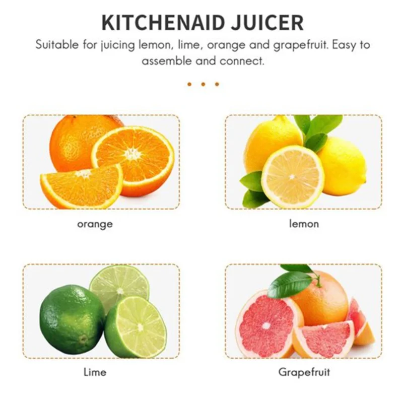 

RM-Juice Attachment Parts Accessories For Kitchenaid 4.5QT/5QT Mixers Citrus Juicer Stand Mixer Attachment Reamer Dishwasher Saf