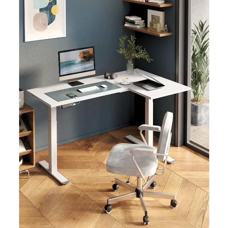 Corner Desk Dual Motor L Shaped Computer Electric Standing Sit Stand Up Desk Height Adjustable Home Office Table