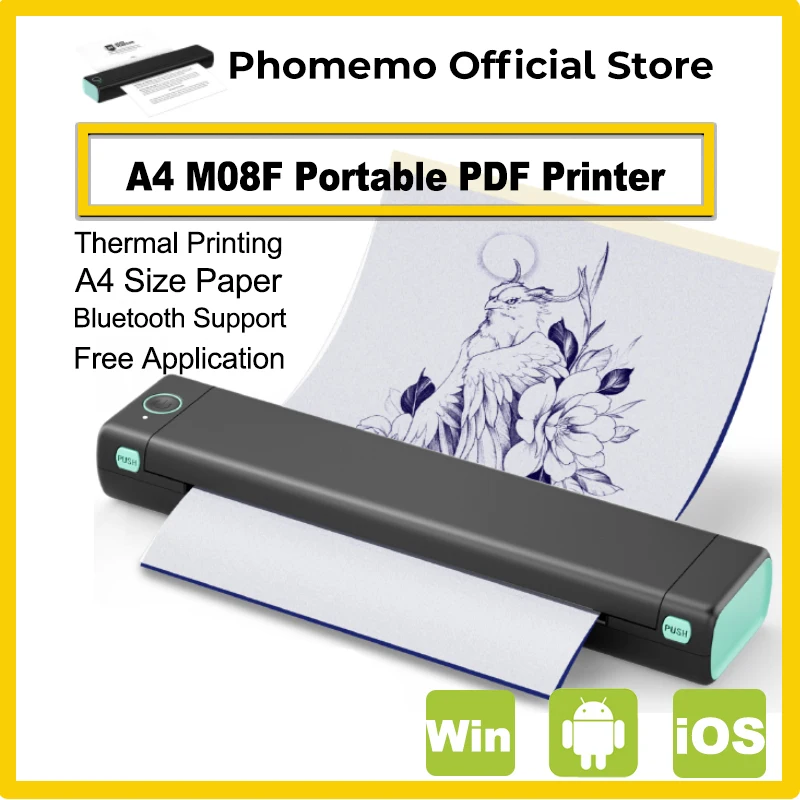 Phomemo M08F Wireless Tattoo Transfer Stencil Printer Tattoo Transfer Thermal Printer Machine Compatible with Smartphone & PC