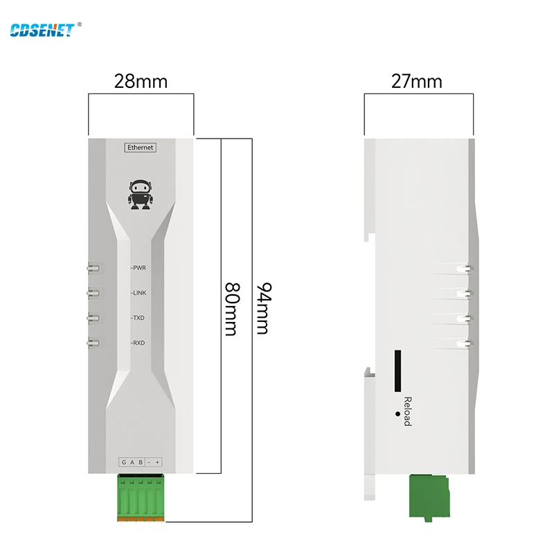 RS485 to EhtSerial Port Server DC 8-28V CDSENET NA111-M Modbus Gateway TCP/IP to RTU MQTT HTTP Rail Install Industrial Grade