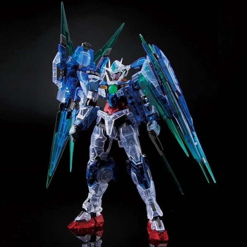 Bandai Original Gundam Model Kit Anime Figure RG 1/144 BASE LIMITED 00 QAN T CLEAR COLOR Action Figures Toys Gifts for Kids