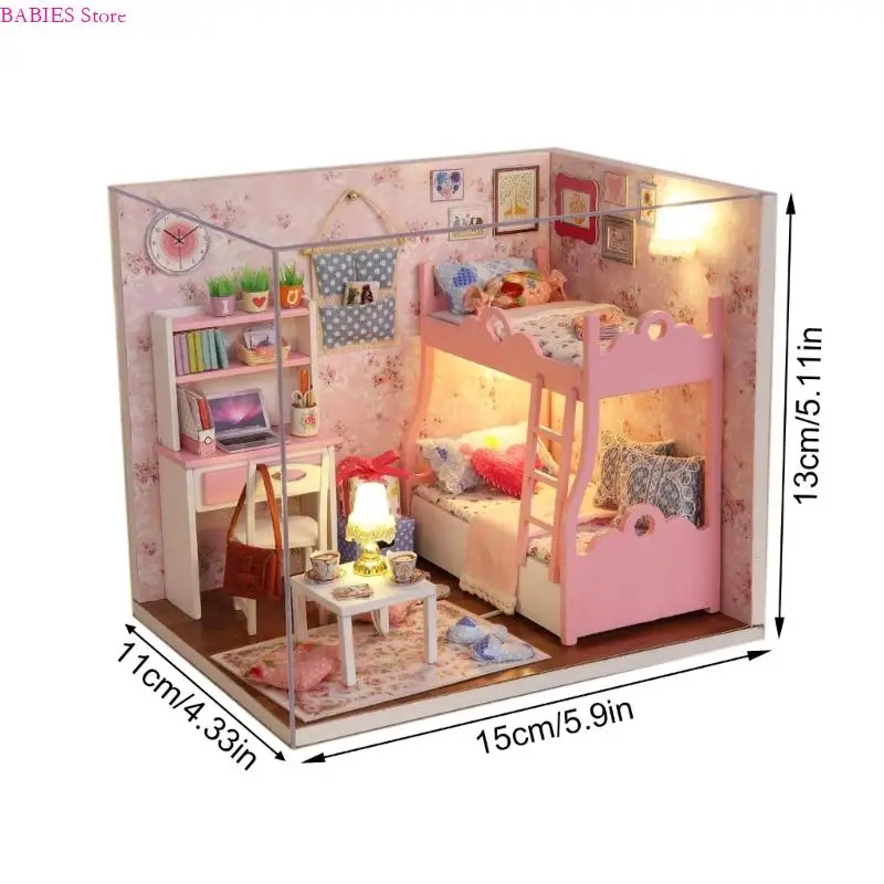 C9GB Casa modelo arquitectura bricolaje completo con luces LED y cubierta prueba polvo para guía ensamblaje