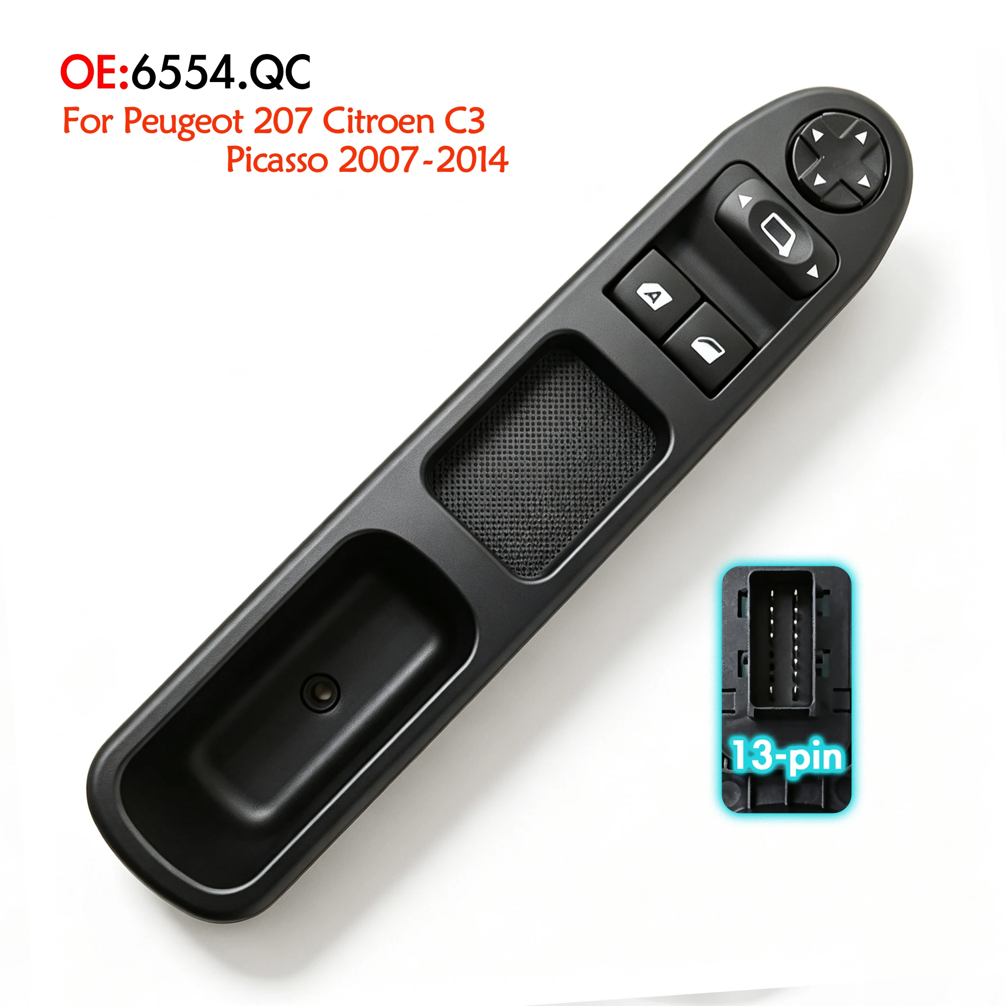6554.QC For Peugeot 207 Citroen C3 Picasso 2007-2014,Front Left Electric Master Power Window Switch Glass Lifter Control Button