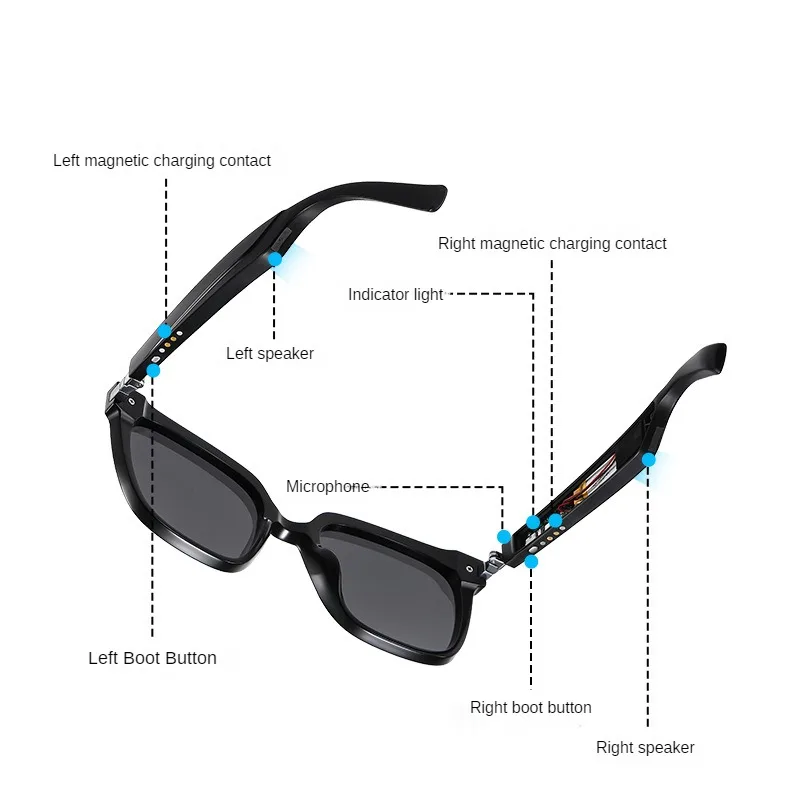 Gafas de sol polarizadas para Conductor, lentes inteligentes con Bluetooth, interruptor de marco frontal, llamada, escuchar música