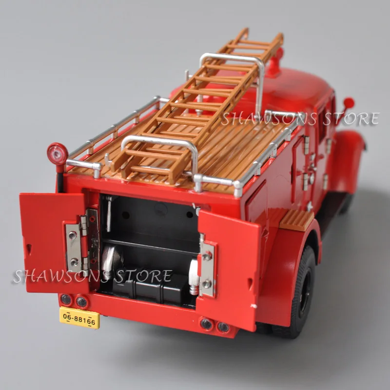 1:32 modelo de veículo fundido brinquedo China FAW Jiefang caminhão de escada de motor de incêndio clássico réplica em miniatura som e luz