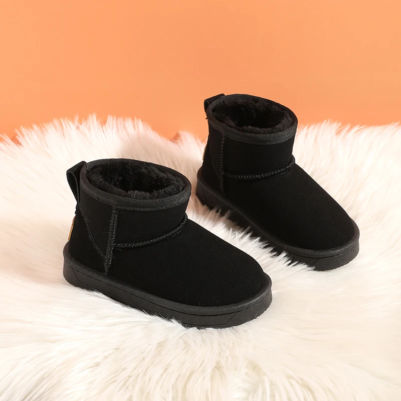 Botas de veludo e neve grossa infantil, antiderrapante, resistente ao desgaste, bota de algodão infantil, moda feminina, todos os fósforos, quente