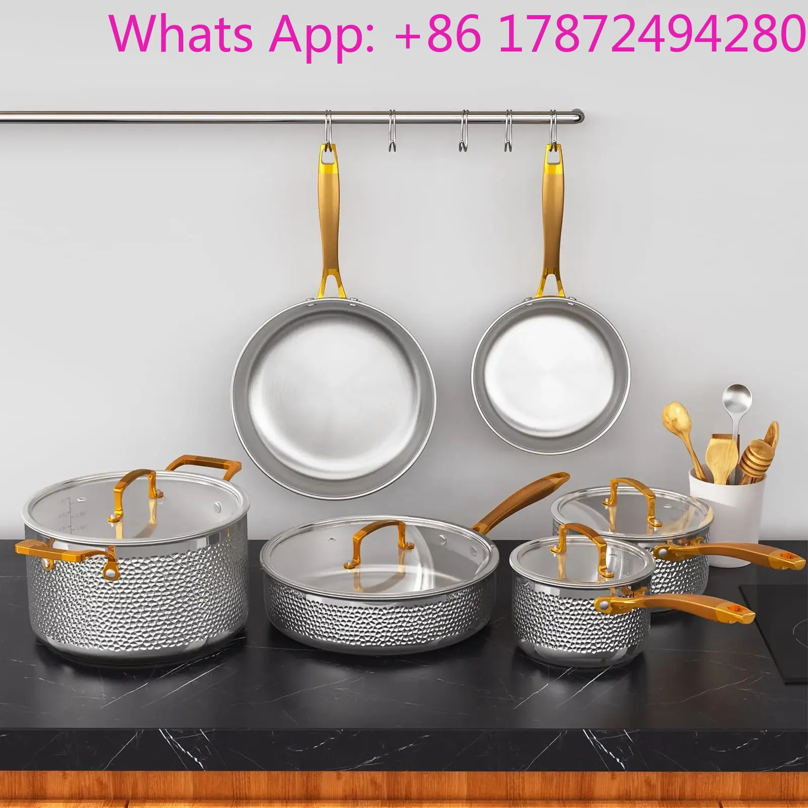 10  Pcs High Quality Multi-purpose Easy to Use  Stainless Steel Non-stick Pan Cookware Sets