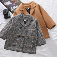 Spring Autumn New Long Sleeve Boys' Woolen Coat Toddler Children's Jacket Lattice Girls Clothing Casual Outfits 2 to 6 Years