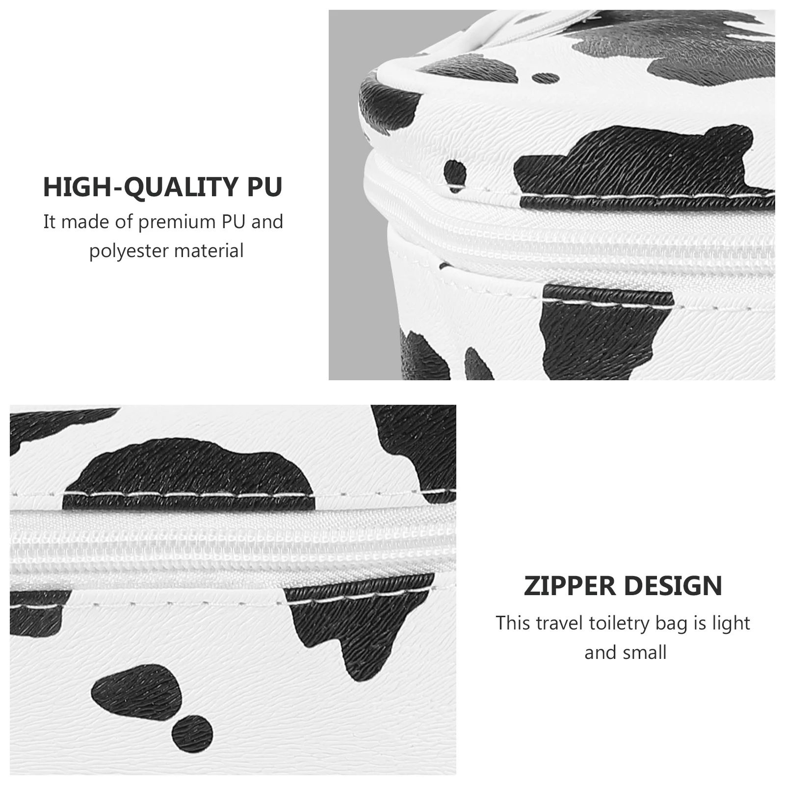 

1Pcs Waterproof Cow Themed Bag Large Capacity Travel Toiletry Organizer Portable Makeup Pouch Black White Handle