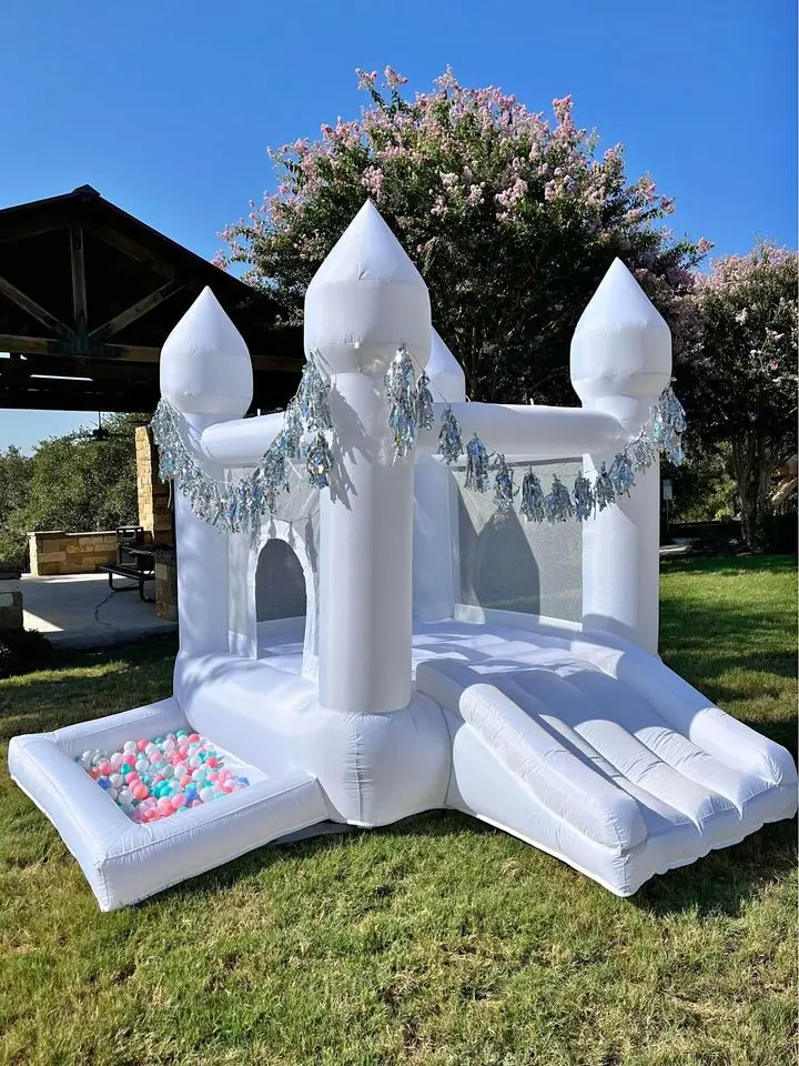 Customization Oxford 9x9x7ft White Bounce House With Ball Pit For Toddlers Inflatable Bouncy Castle Free Shipping To Door