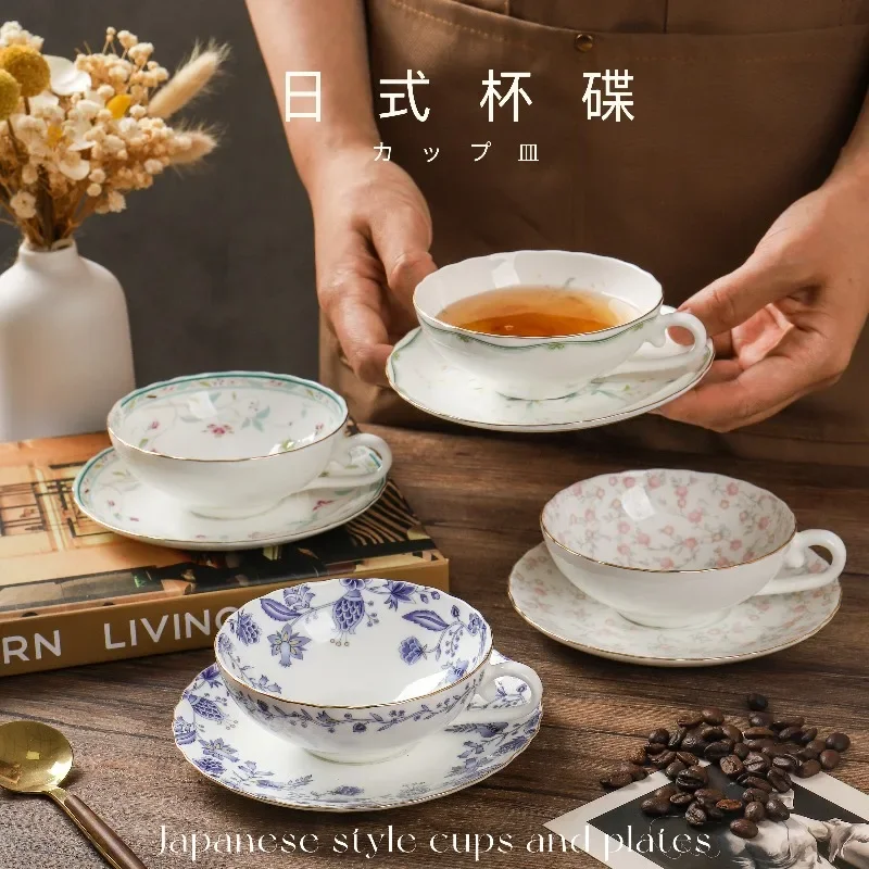 Ceramic Coffee Cup Set European-style Bone China Black Tea Cup Saucer Small Luxury Home Ladies Afternoon Tea Cup Flower Tea Set