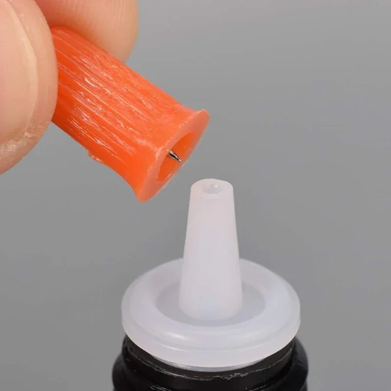 100PCS Eyelash Glue Bottle Plug Glue Bottle Pins Blocking Needle for Eyelash Extensions Tools Orange