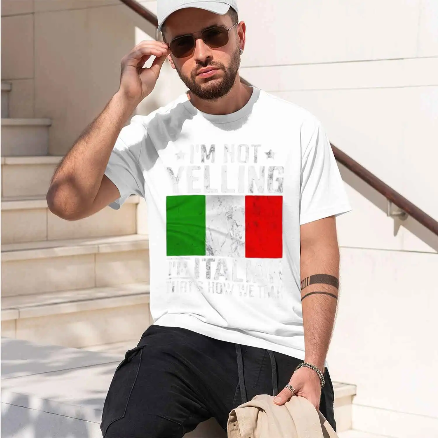 I'm Not Yelling I'm Itan Flag Men T Shirt Funny Ethn Heritage Graph Tee Casl Summer Streetwear 2026 New Model Men’s Short-sleeve