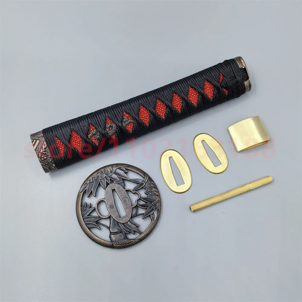 

20 см ручка Tsuka, рукоятка из сплава Tsuba, защита для рук, латунь Habaki Seppa для настоящего японского японского самурая, катаны, меча, фитинги, хорошие