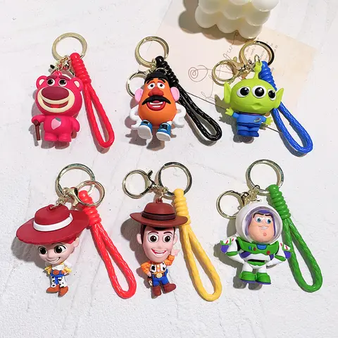 6 Pcs/set Anime Toy Story Keychain Cute Woody Buzz Lightyear Doll Keychain Couple Bag Pendant Key Chain Jewelry Toy Gifts
