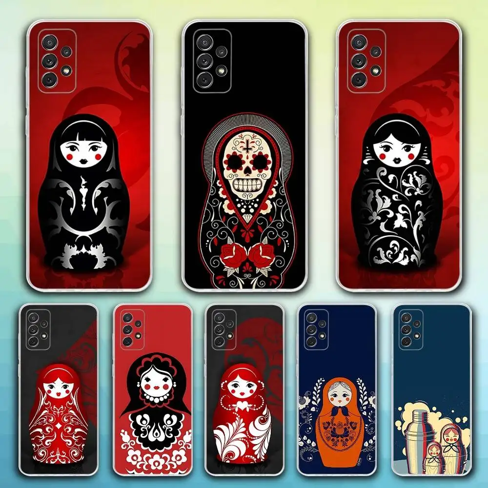 

R-Russian MatryoshkaS Phone Case For Samsung S30,23,21,22,20, FE lite,S10,9,8,7 PIus Note20ultra Soft Transparent