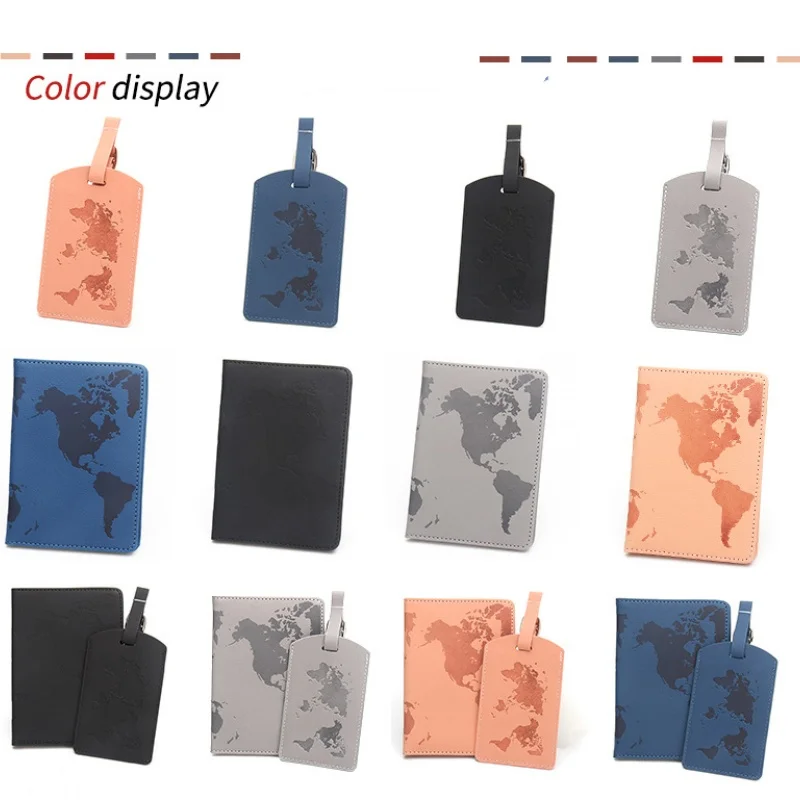 

World Map RFID PU Passport Cover Women Men Luggage Tags Passport Clip Set Travel ID Credit Card Passport Holder Case Wallet Pur