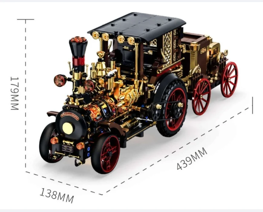 Creative 1331Pcs Vintage Mechanical Steam Car Building Blocks City Retro Steam Punk Vehicle Desktop Decoration Bricks Toys Gift