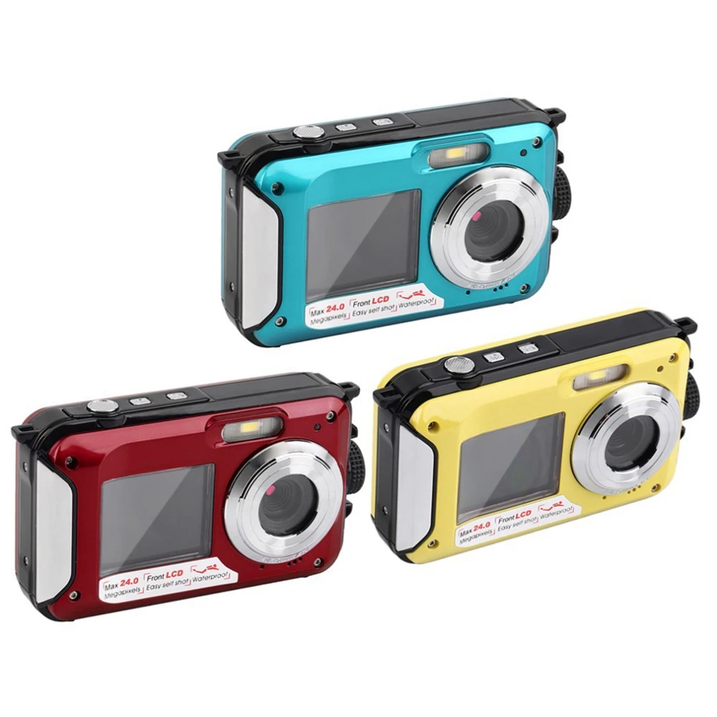 

Digital Camera Dual Screen Video Camcorder 24MP 16X Anti-shake 2.7 Inch High Definition Underwater Selfie UK/Yellow