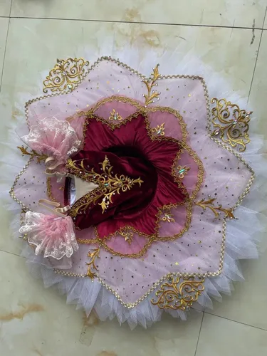 Imagen 2 del producto Falda de Ballet profesional para niños y niñas, vestido de princesa roja de bailarina para adultos, disfraces de baile de actuación, Lago de los cisnes