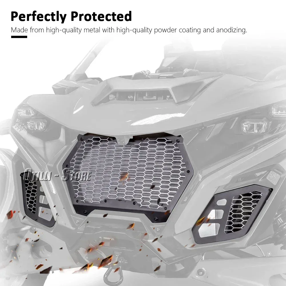 新型UTVアクセサリー MAVERICK R マベリックR フロントグリルカバー バンパーメッシュグリルセット Can-Am MAVERICK R 2024 2025用