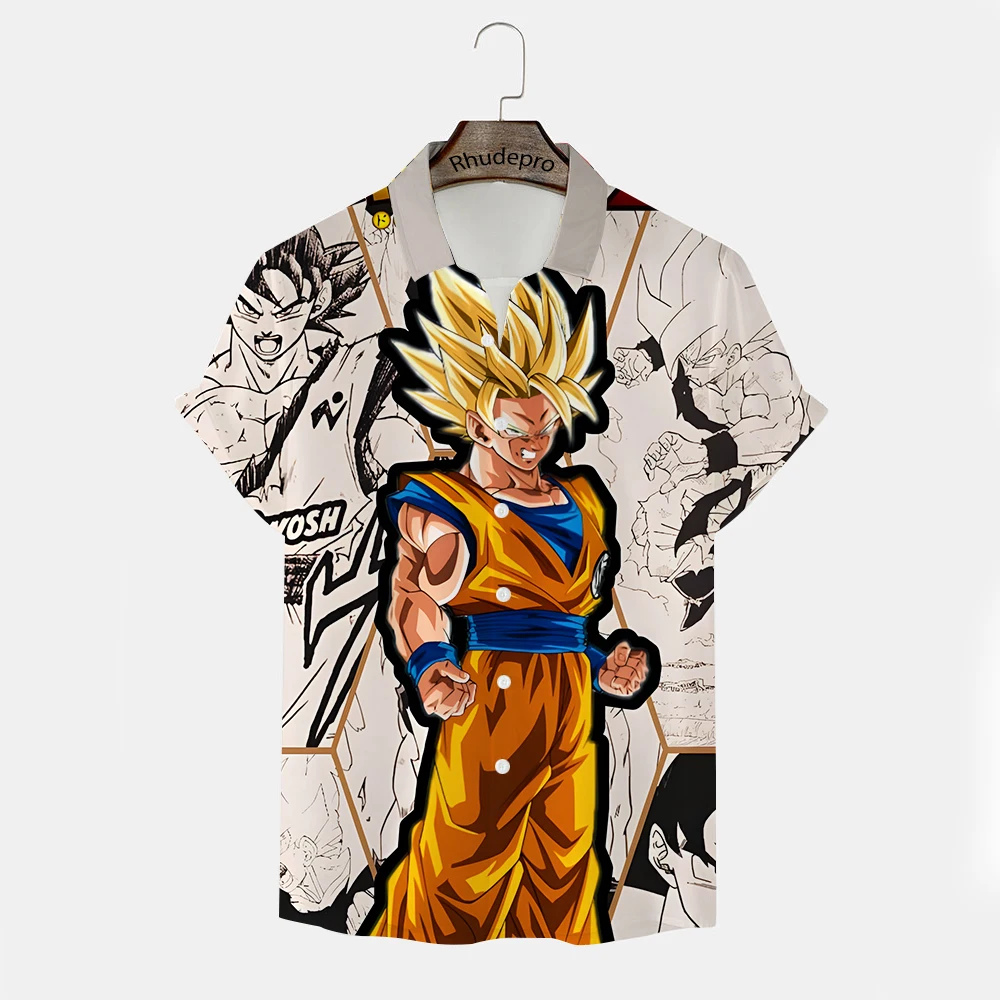 Japanese anime shirt Men 2024 Men's Vegeta Goku Oversized Shirts Hip Hop Clothing Harajuku Style Trend Tops Fashion