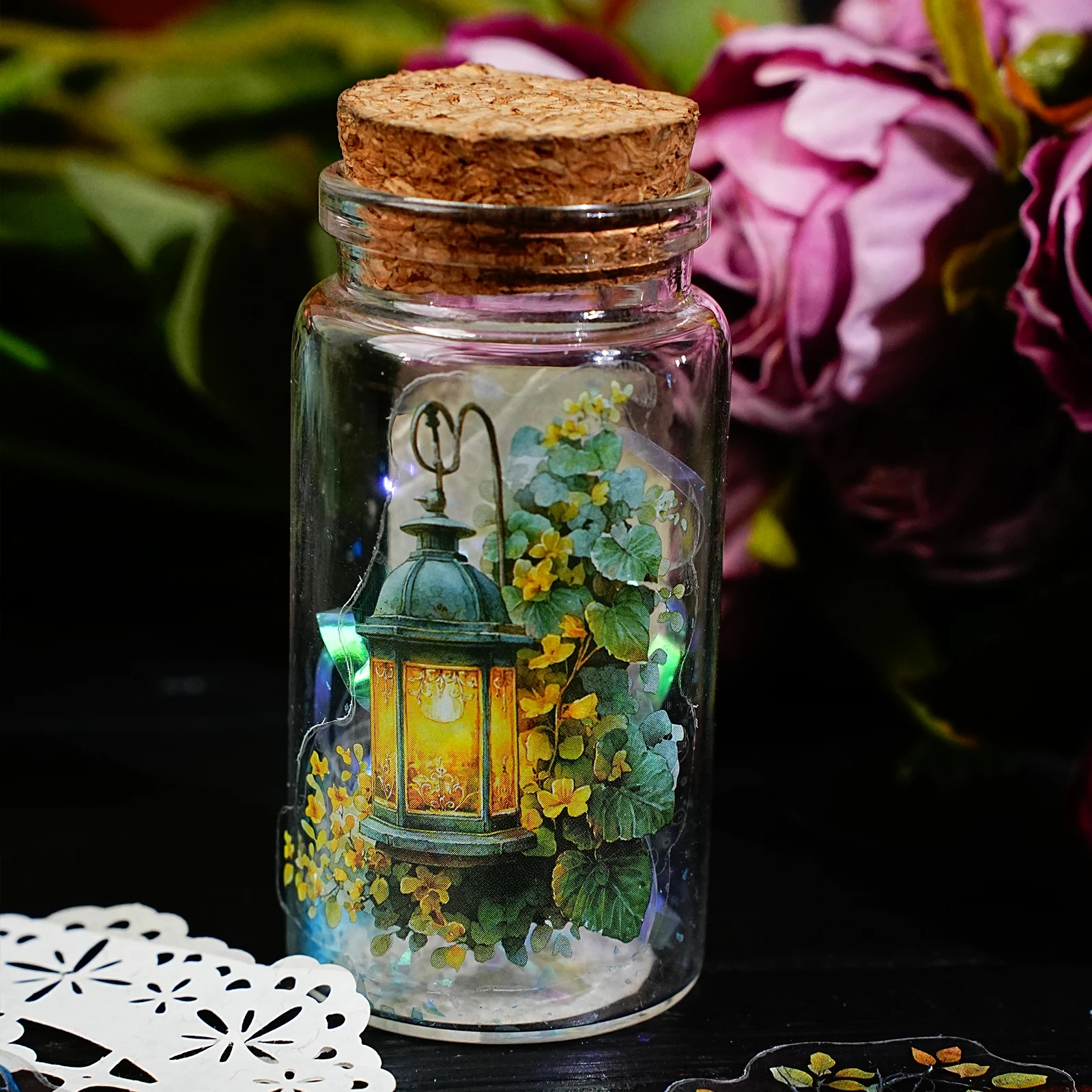 15개 빈티지 정원 조명 패턴 PET 스티커 팩 장식 수제 클립북, 사진 앨범, 빈티지 파티, 장난감 스티커