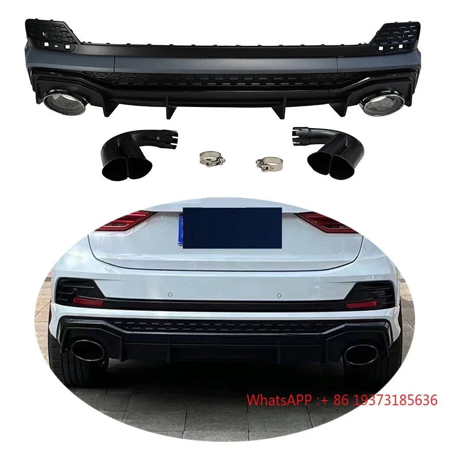 New Design Auto Parts Q3 Sportback Upgraded to RSQ3 Rear Bumper Diffuser with Tail Throat for auds Q3 SQ3 2019-2024