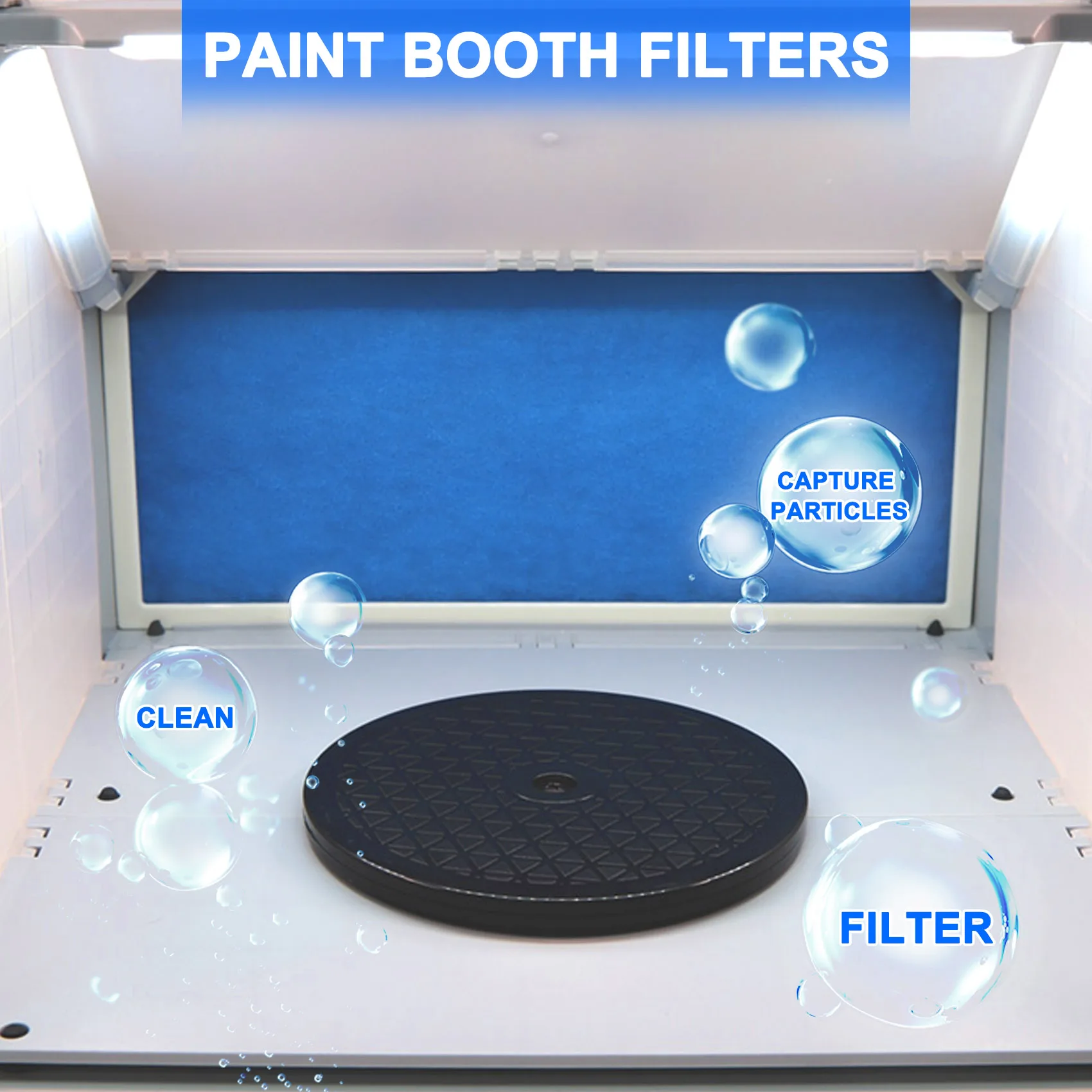 

AB47-Airbrush Hobby Airbrush Spray Booth Filter Set, Fiberglass Booth Replace Filter Compatible For Master, Paasche 4Pcs Blue