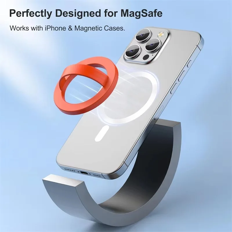 

Hands Free Magnetic Liquid Silicone Finger Strap Phone Ring Holder for Magsafe IPhone 17 16 Support Mac Safe Grip Stand Bracket