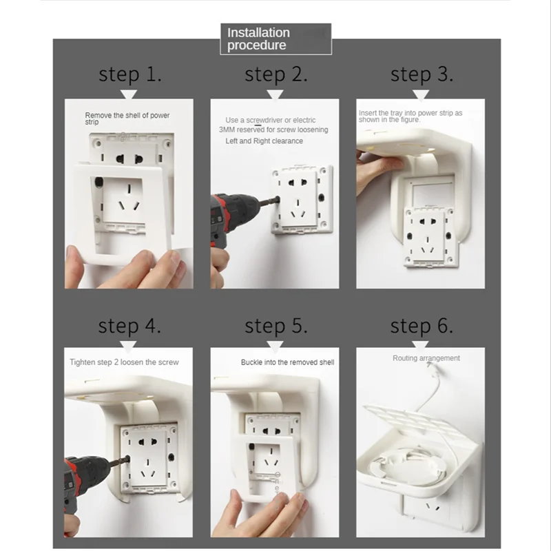 Estante para enchufes de pared No requiere perforación Estante para enchufes Adecuado para soportes de audio inteligentes Organizador de almacenamiento para el baño Blanco