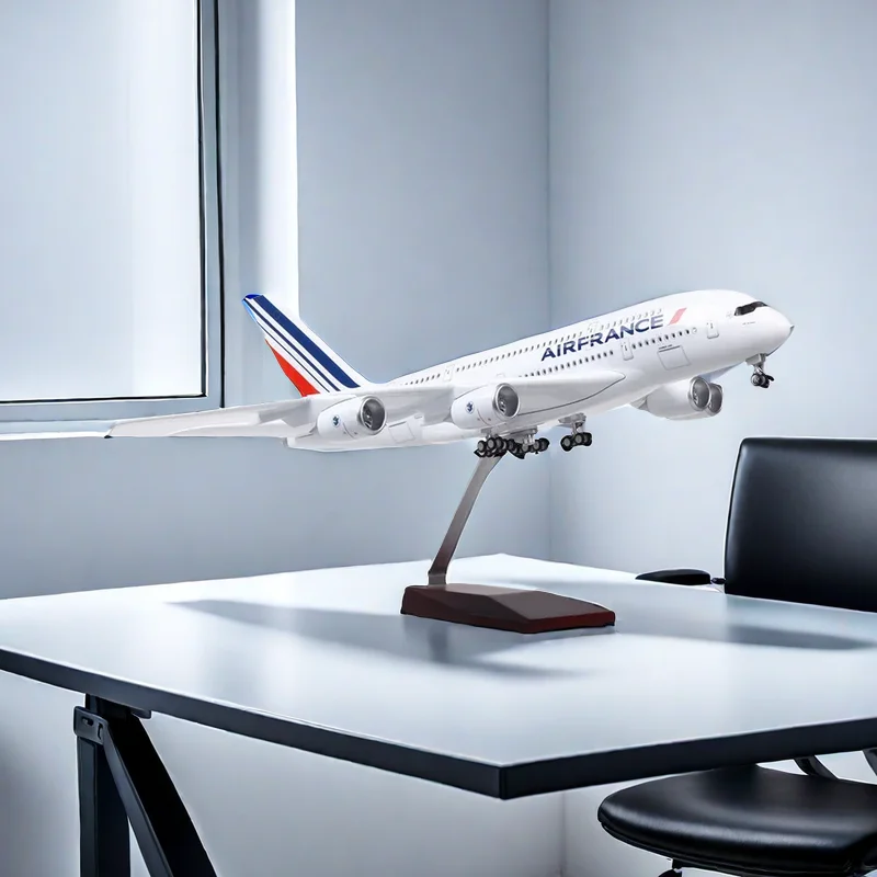 

1/160 Scale 50.5CM Airplane A380 Air France AIRFRANCE Airline Model W LED Light & Wheel Plastic Resin Plane For Collection