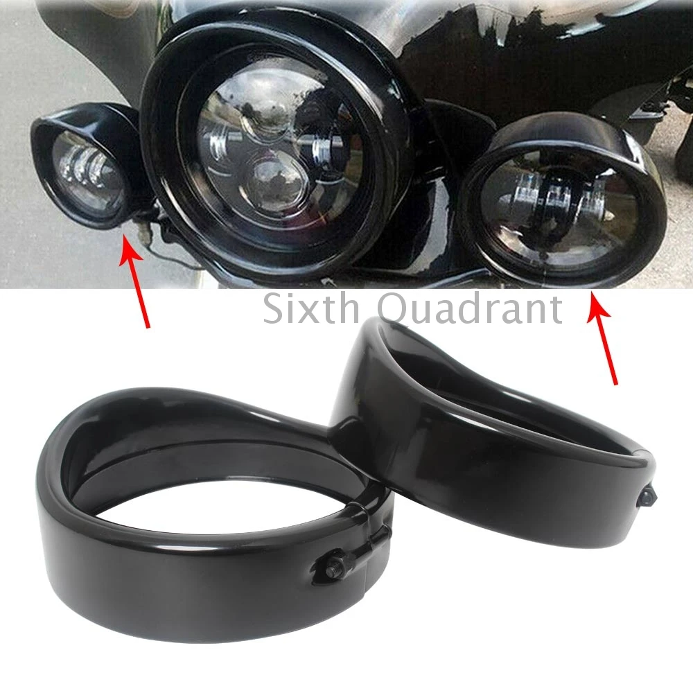 

New 4.5" Passing Lights Trim Ring Visor For Harley-Davidson Electra Glide Road King Street Glide Special Trike FLHX FLHXS FLHXXX